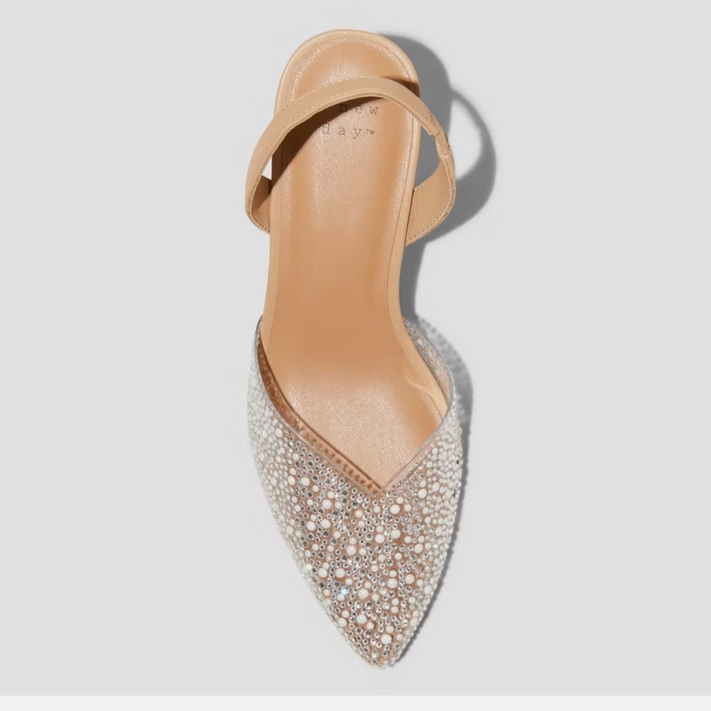 a new day Embellished Clear “Isabel” Slingback Kitten Heel